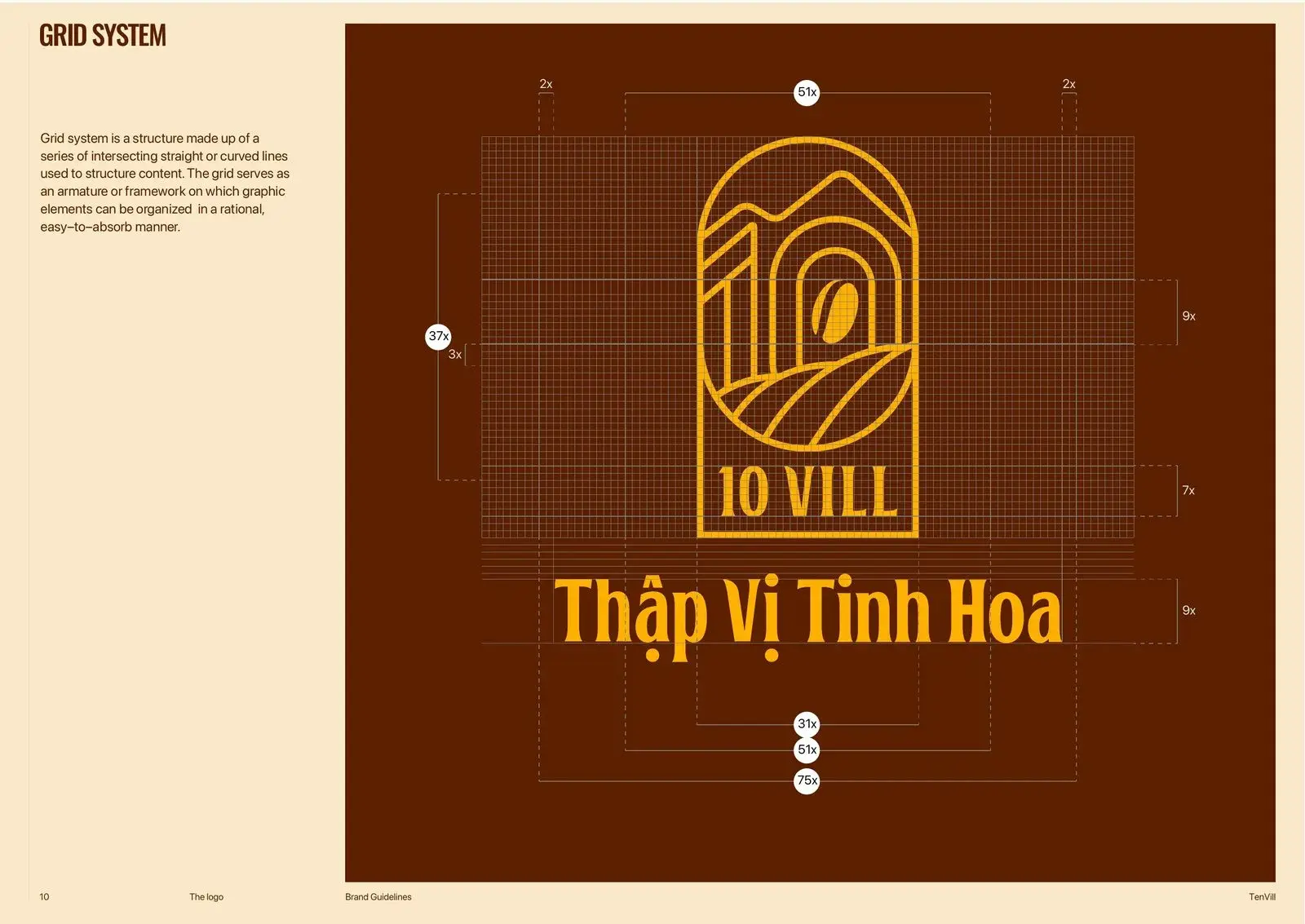 The mark on its construction grid beside the Thập Vị Tinh Hoa lockup