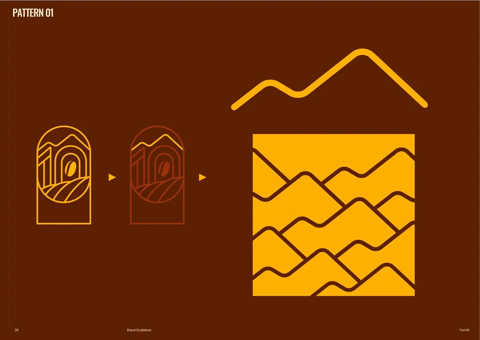 The arch unfolding step by step into a repeating ridge-line pattern