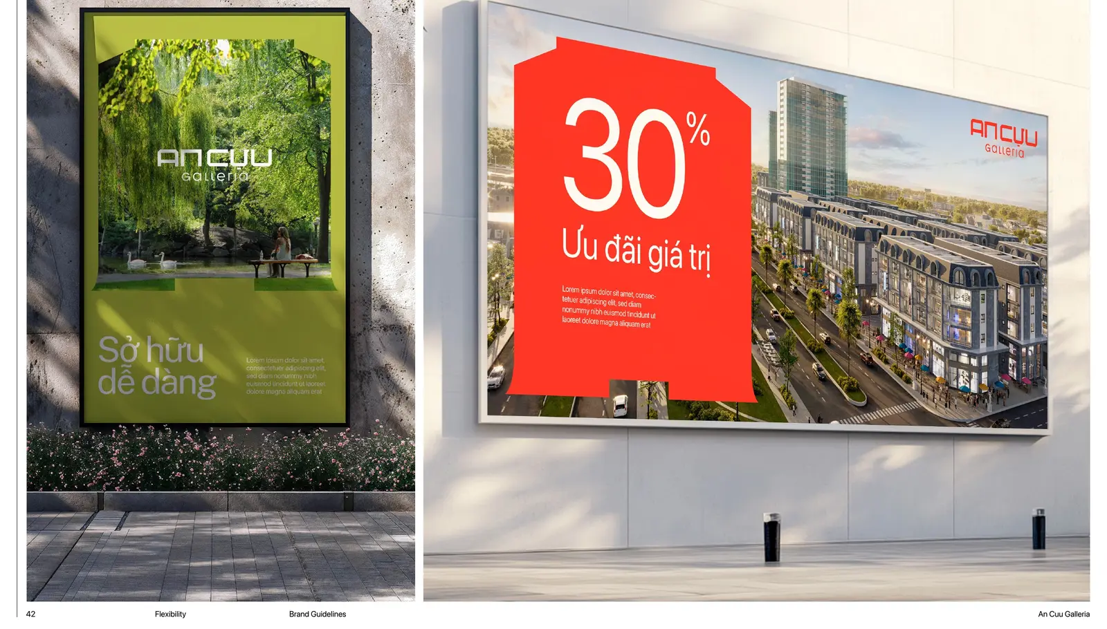 Roadside billboard — a green render beside a red 30% offer panel