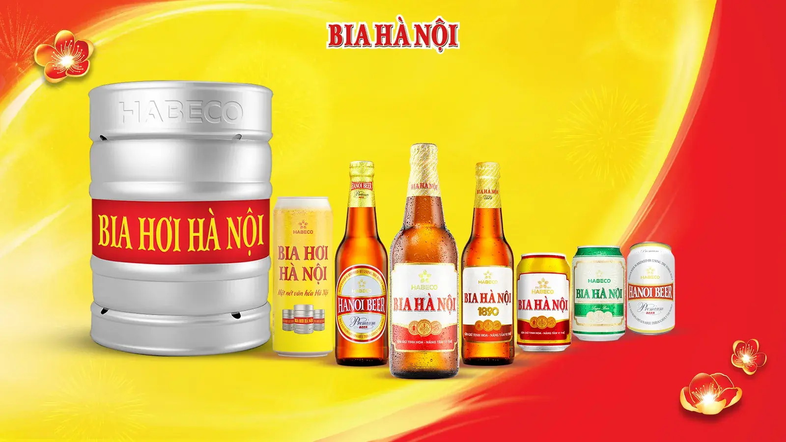 The full Tết line-up — draught, bottle and can