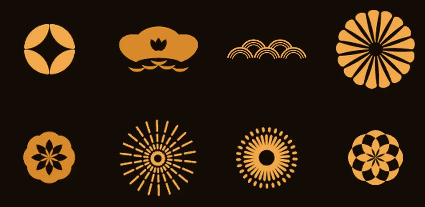 The individual motifs pulled out of the pattern band