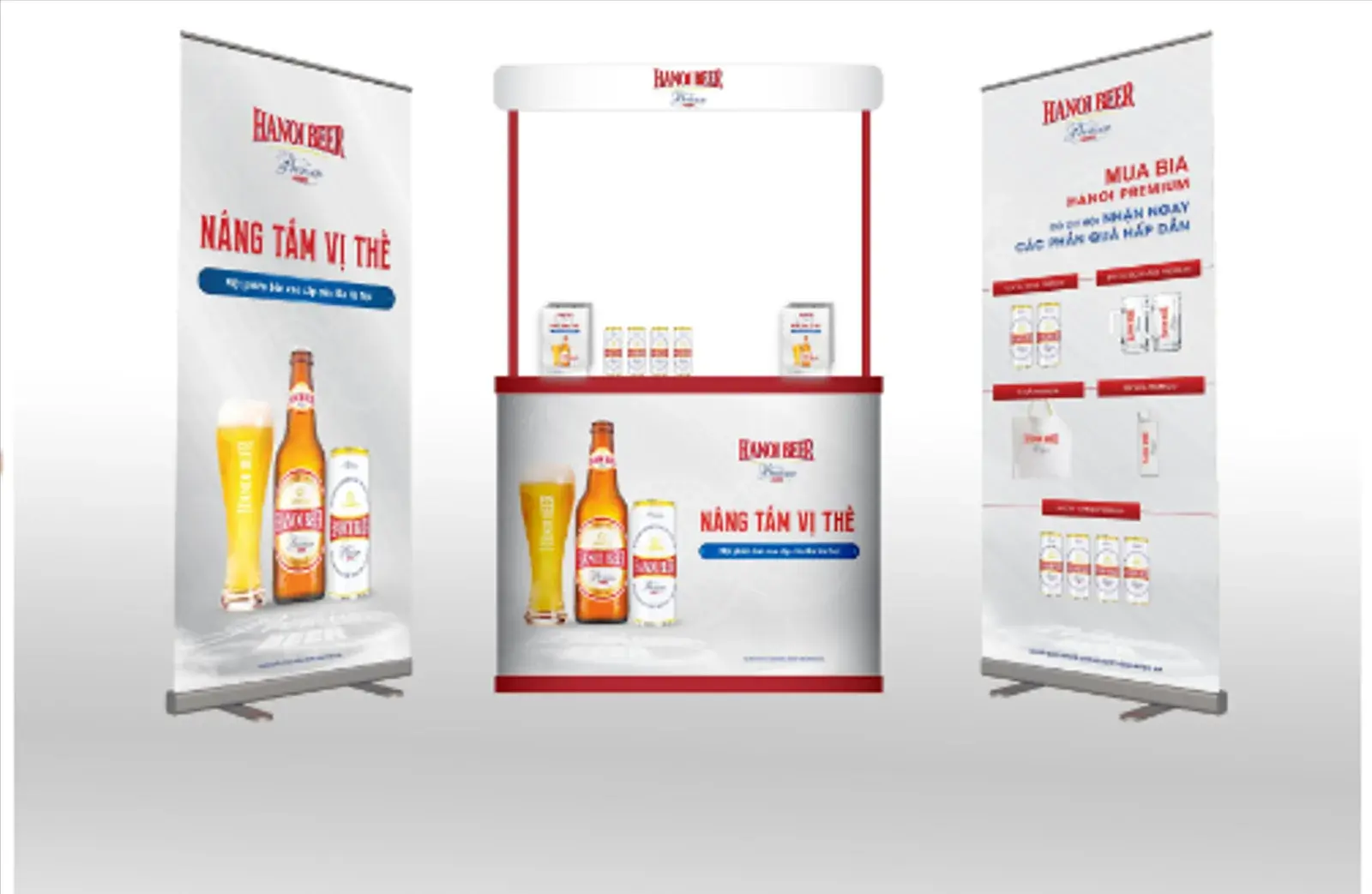 Sampling counter and standee for Hanoi Beer Premium