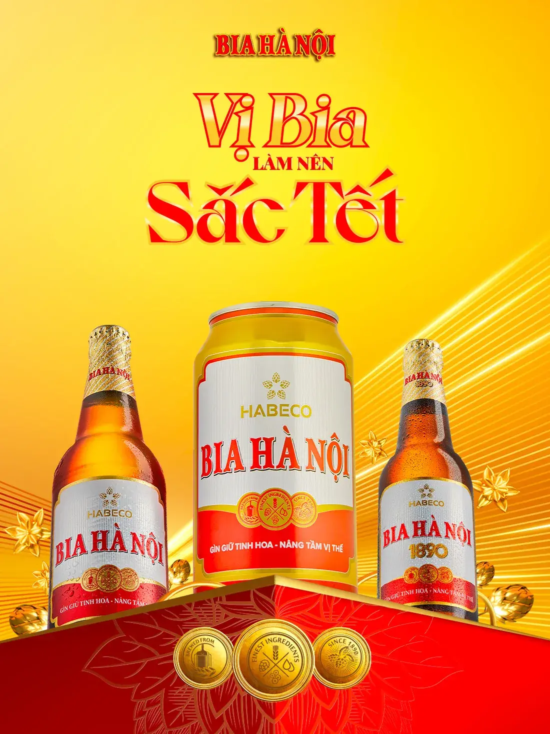 The Tết range — bottle, can and the 1890 bottle