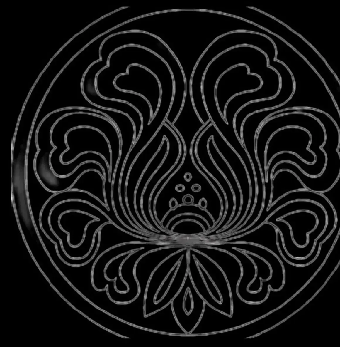 The finished medallion as line art — one petal rotated around a centre point