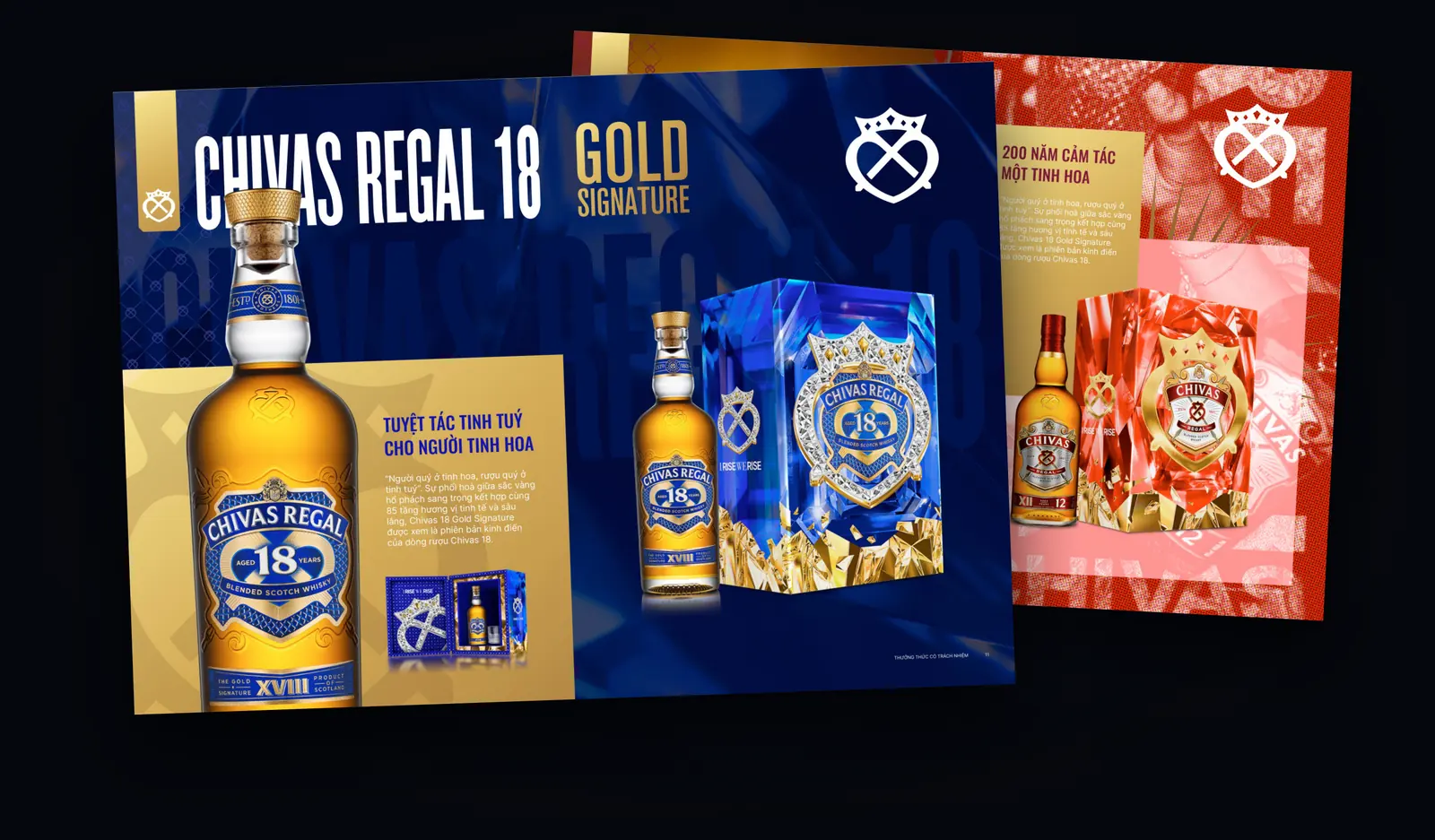 Two spreads of the A3 trade catalogue showing the range and its gift sets