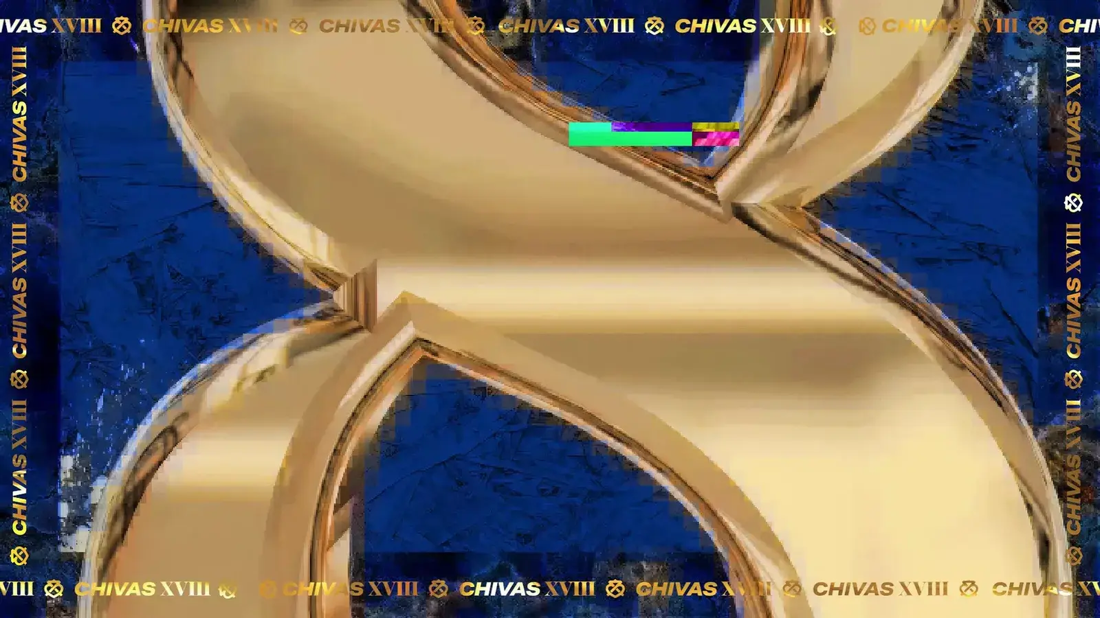 The XVIII numeral in cold gold, a sweep of light travelling across it