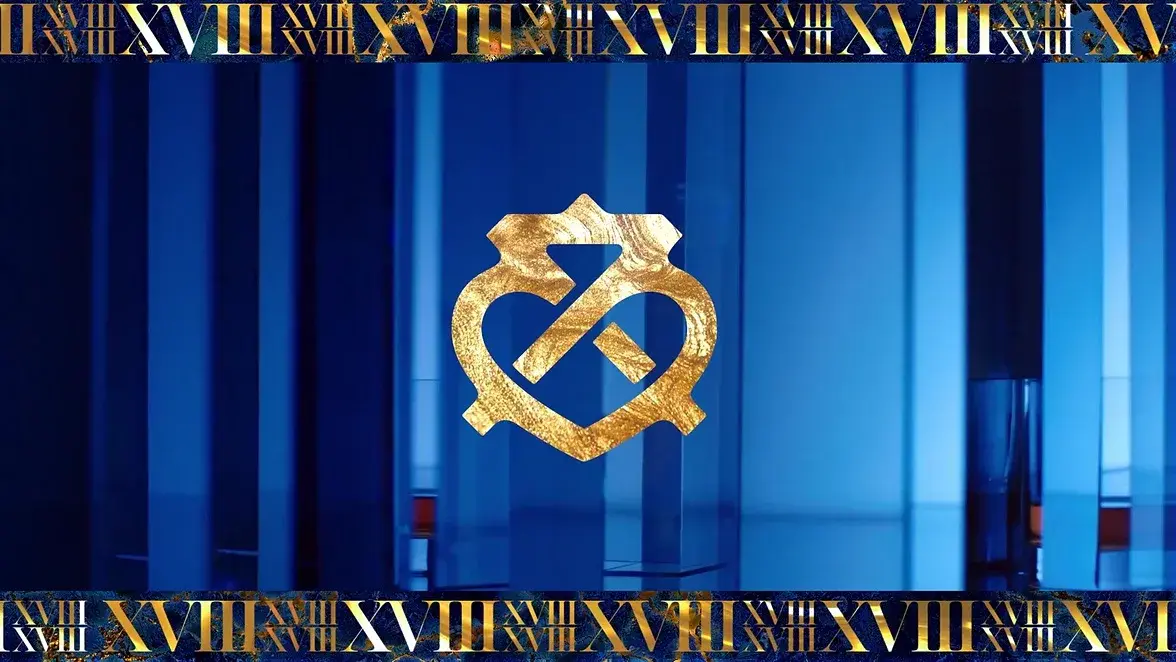 Light sweep still — the symbol catching the light at its first position