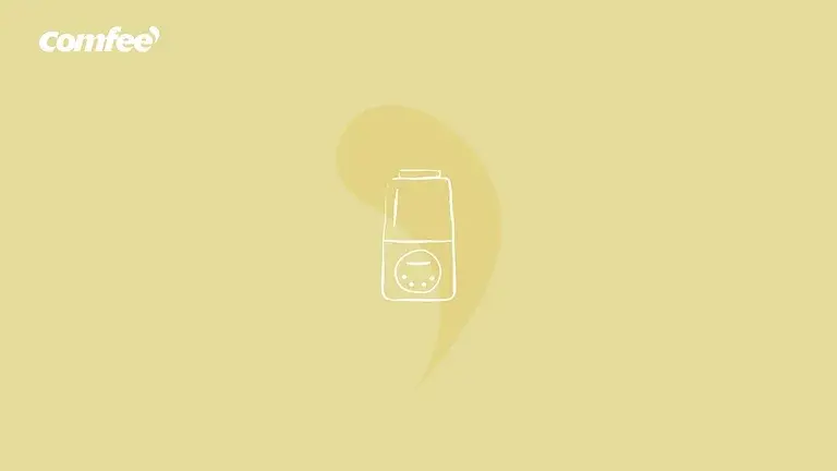 The speech-bubble device on yellow with a small appliance inside