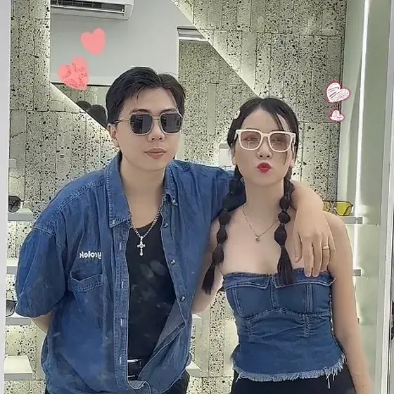 Creator portrait — two creators in denim posing together