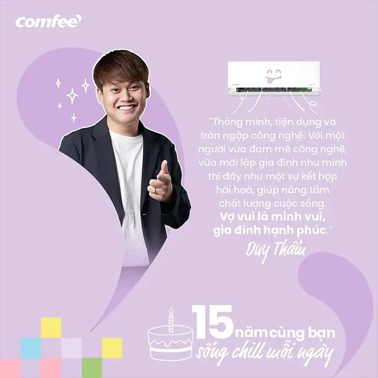 Published post — a spokesperson beside a washing machine, same anniversary layout