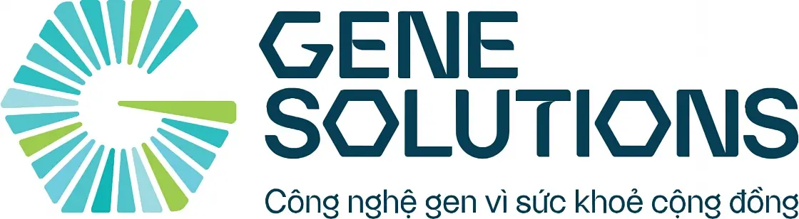 The primary Gene Solutions lockup — radial mark beside the wordmark with the Vietnamese tagline beneath