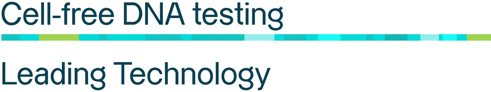 Two headline strips set over the brand pattern — Cell-free DNA testing, Leading Technology