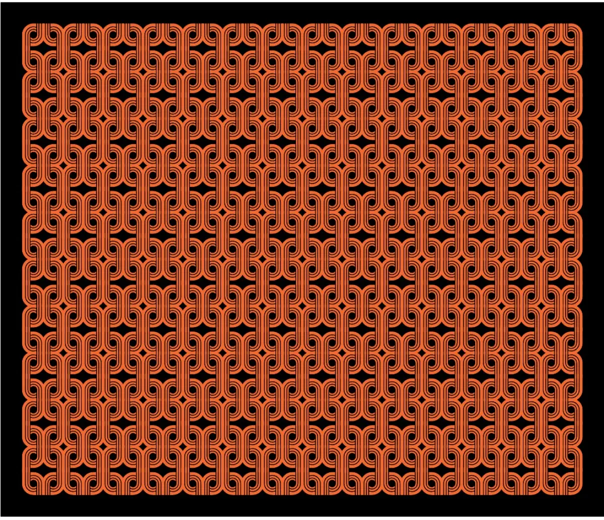 Pattern tile in orange on dark brown