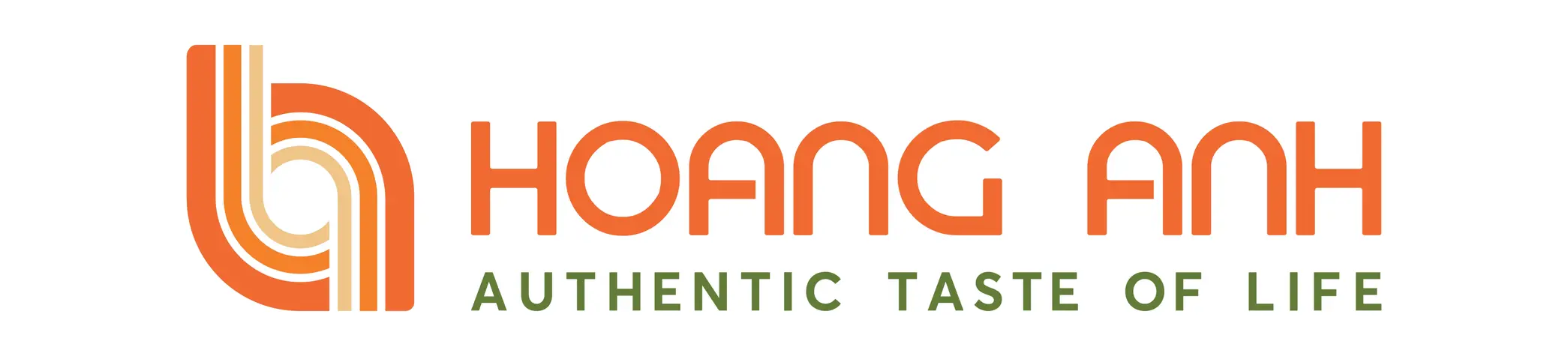 The Hoàng Anh lockup — the interlocking H and A mark beside the wordmark and the line Authentic taste of life