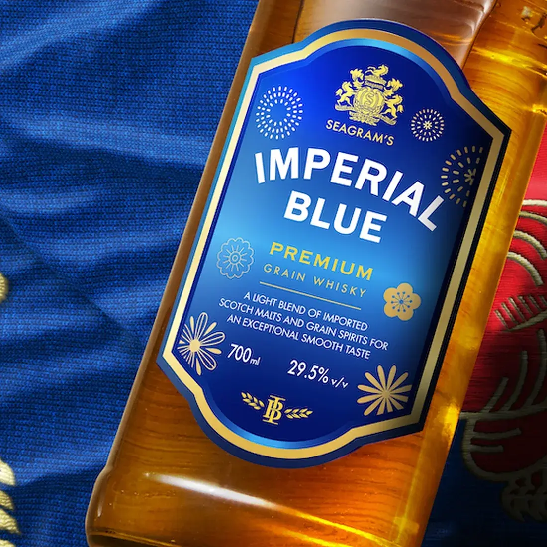 The bottle label on silk at one-to-one