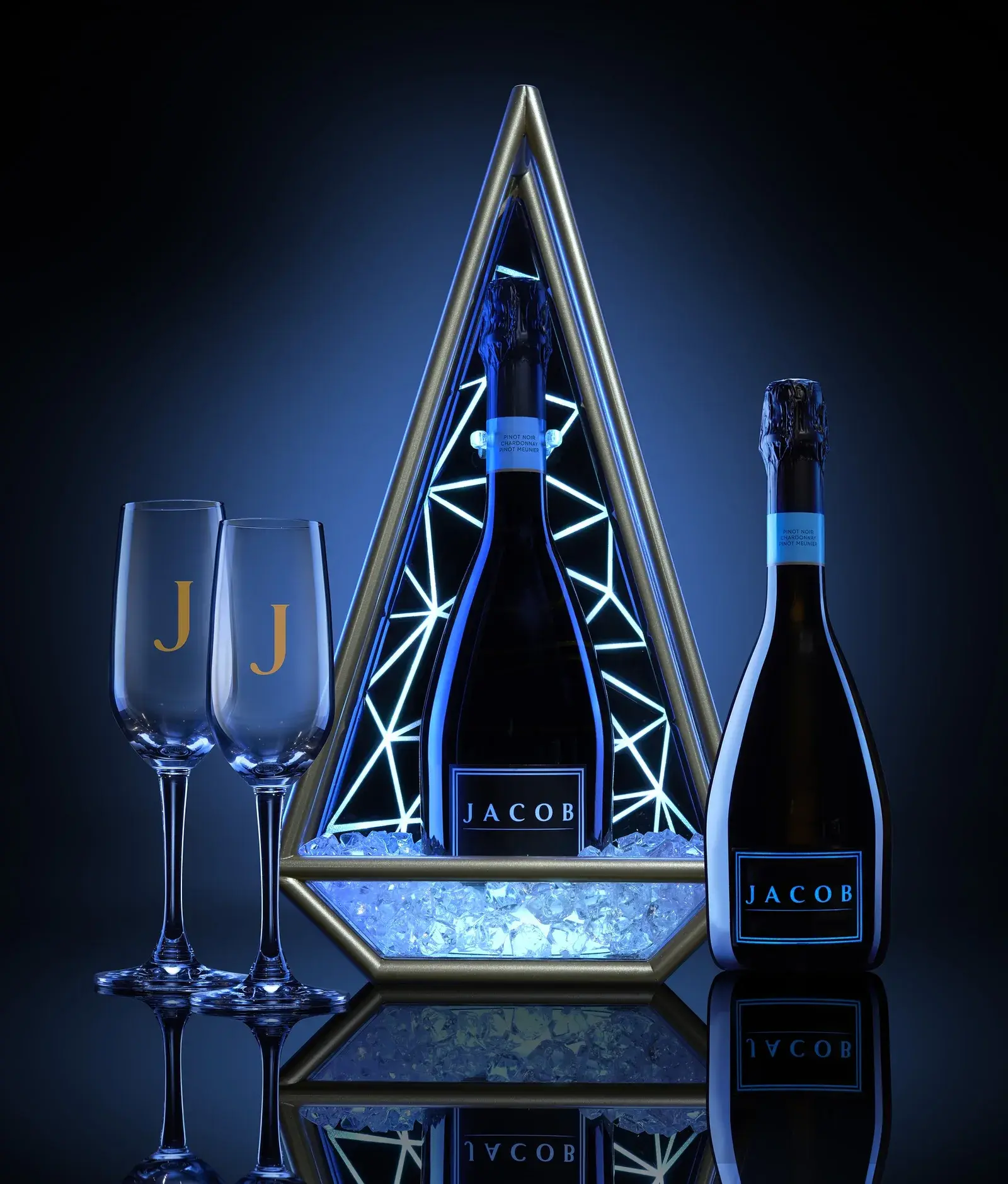 The display frame holding the bottle at retail