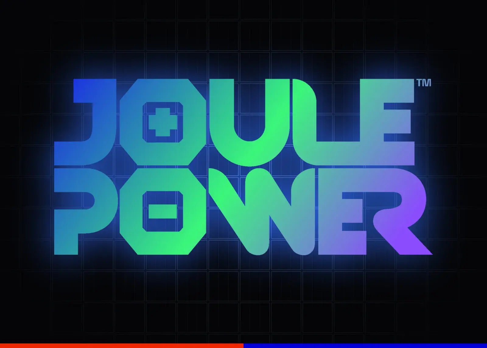 The Joule Power wordmark in a gradient over a photovoltaic cell grid