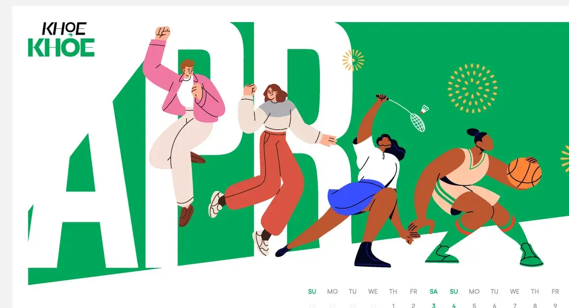 Calendar month page — April