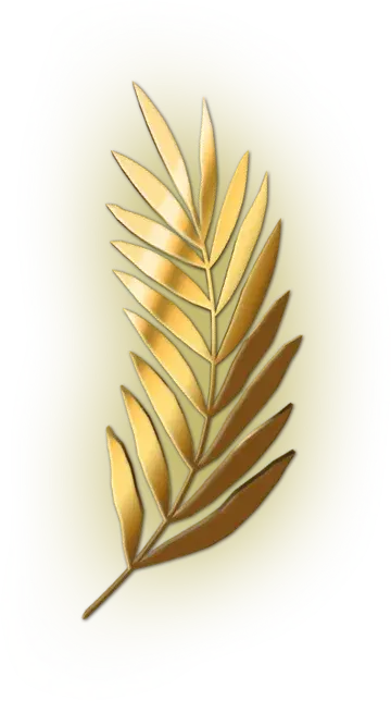 Laurel wreath element in gold