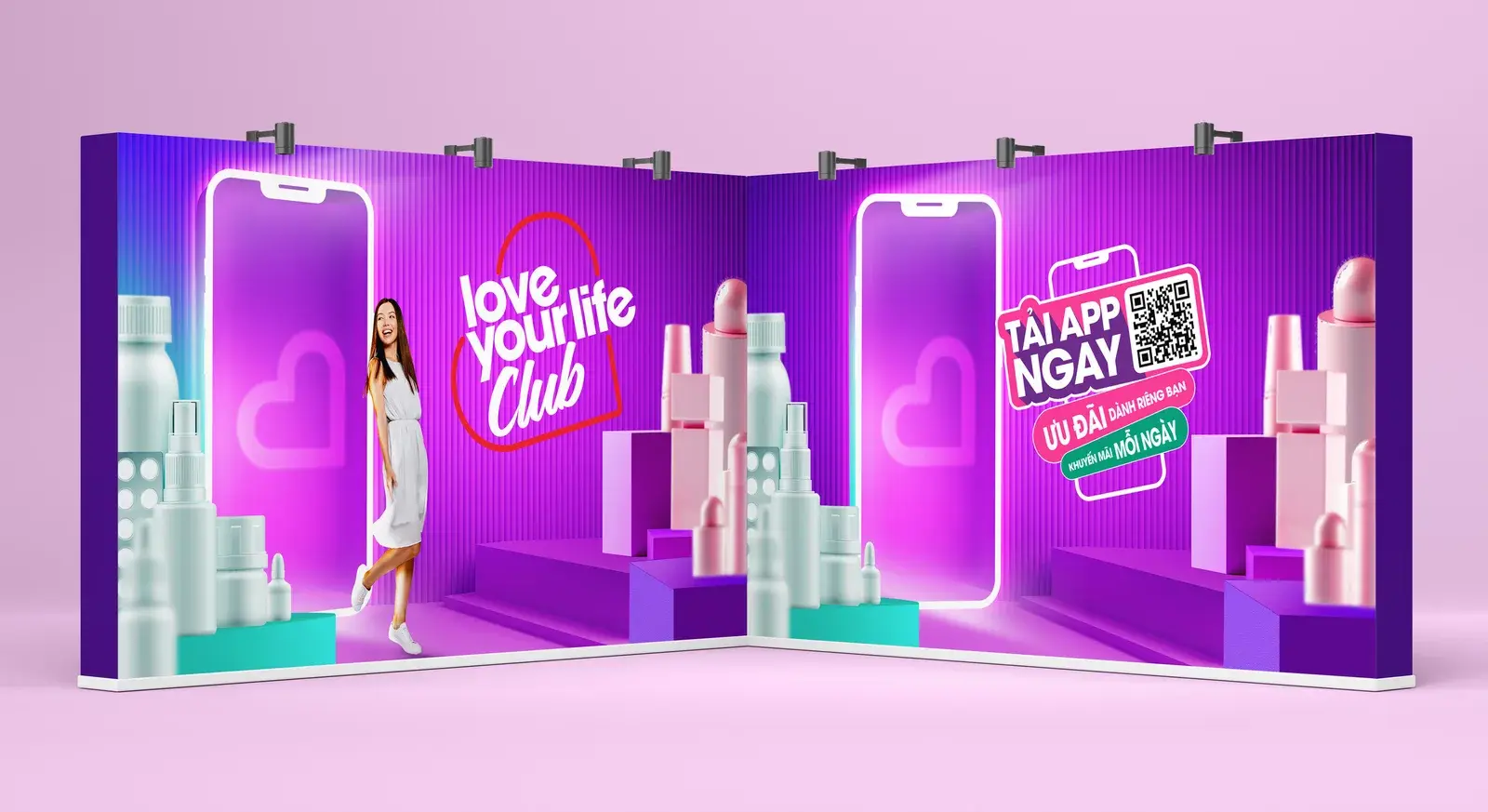 A five-and-a-half-metre booth backdrop