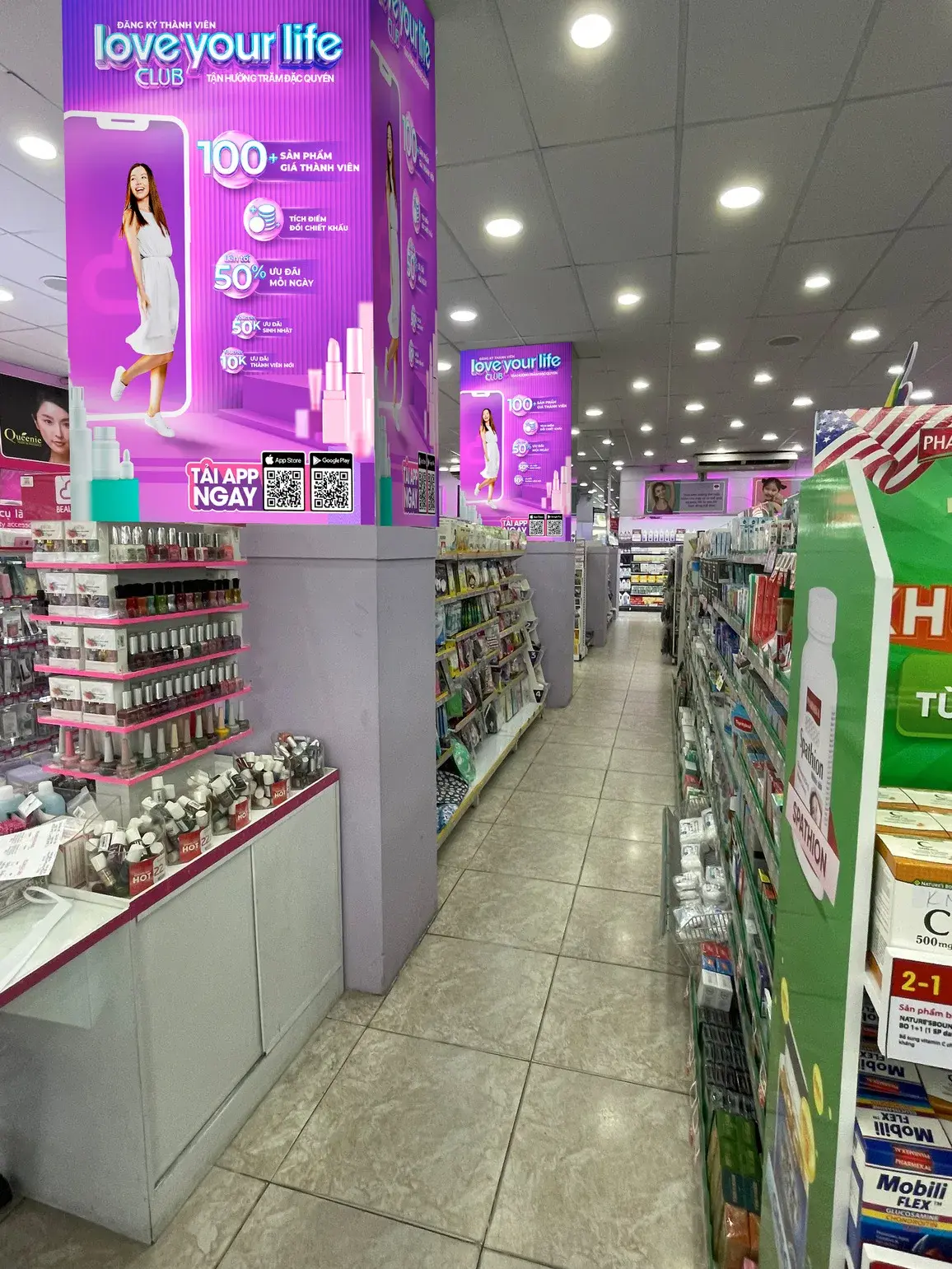 Advertising column inside the store