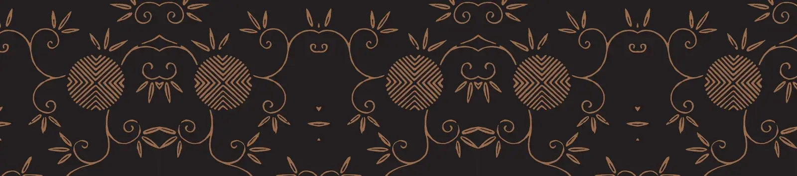 Kira Karacho copper floral pattern on lacquer black