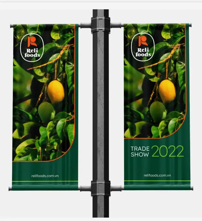 Street banner pair on a lamp post