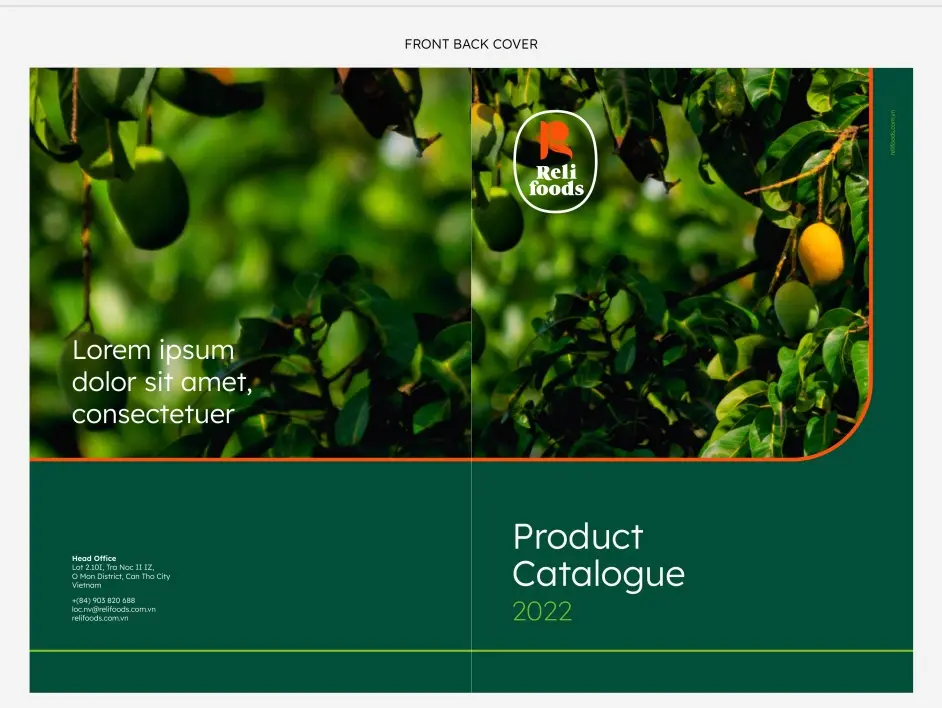 Product catalogue cover and spread