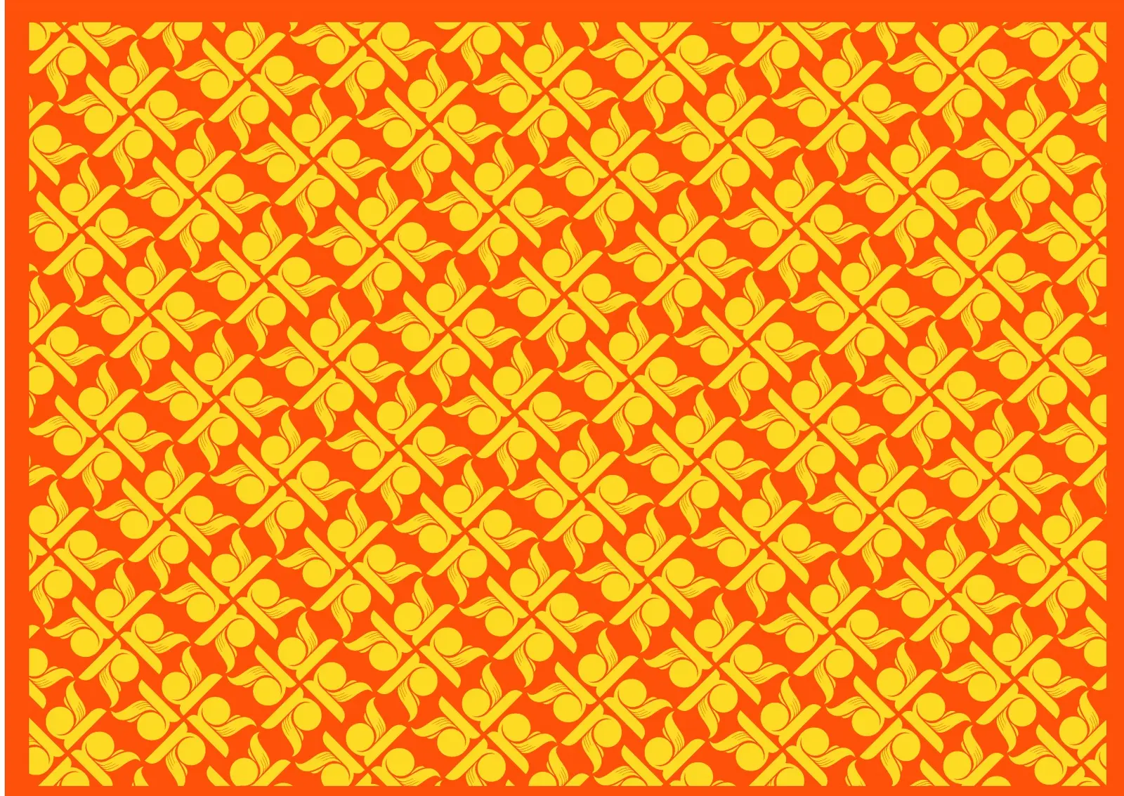 Pattern in orange — the monogram tiled on a diagonal lattice