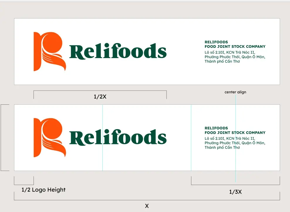 Outdoor sign specification — lockup with clearance and minimum height marked
