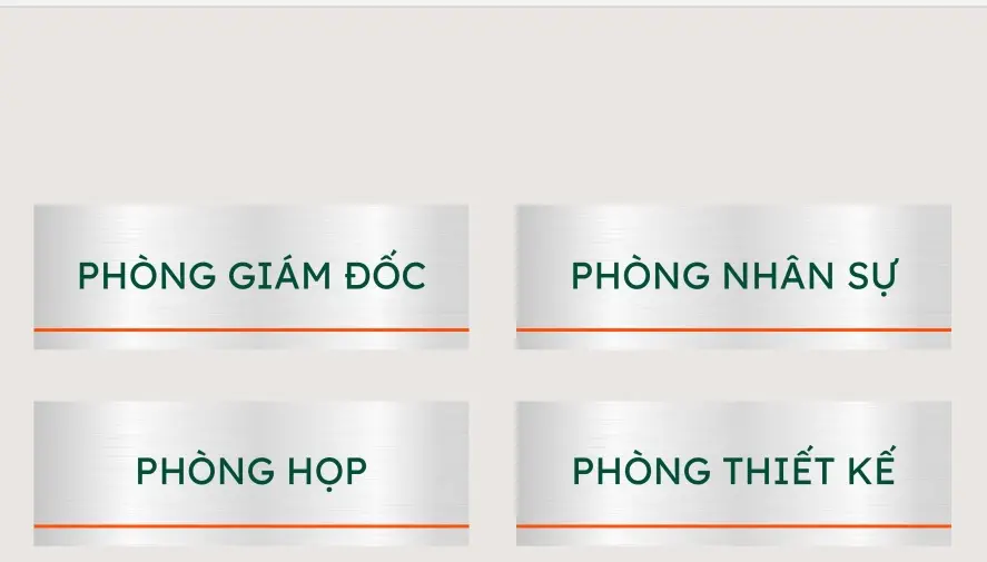 Interior room signage — four doors named in Vietnamese