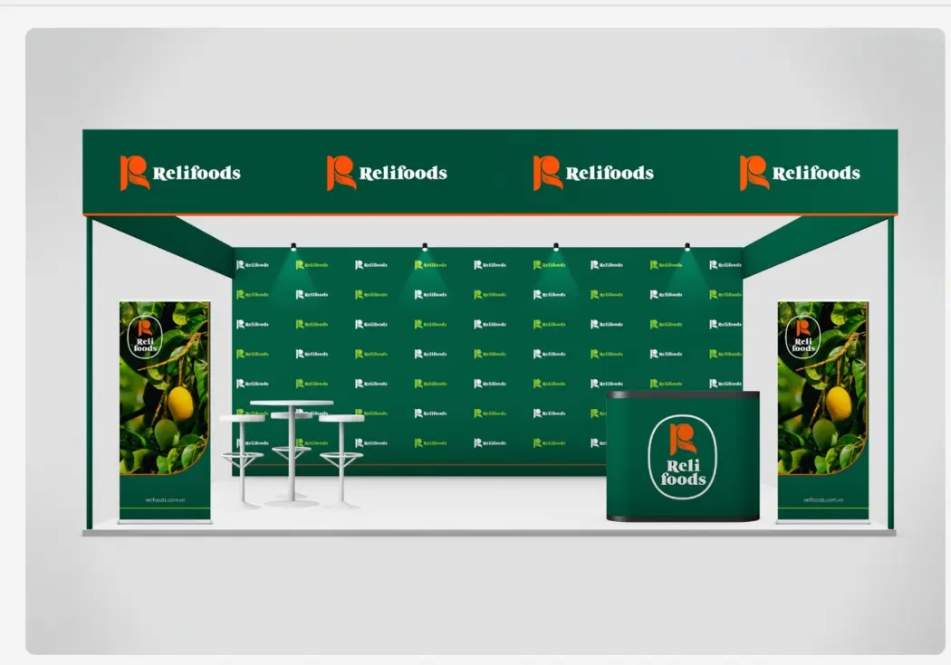 Trade stand — pattern wall, counter and standing banner