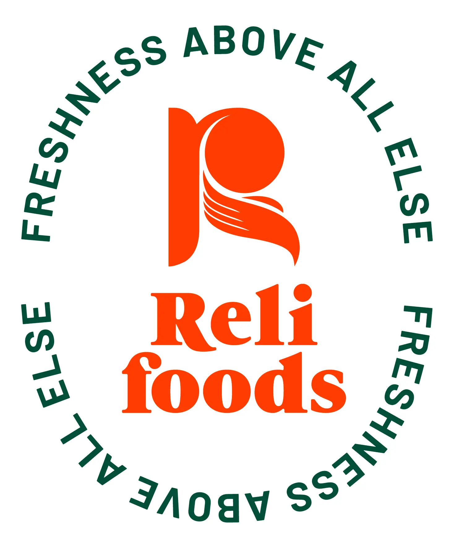 The round stamp — the monogram inside the words Freshness above all else