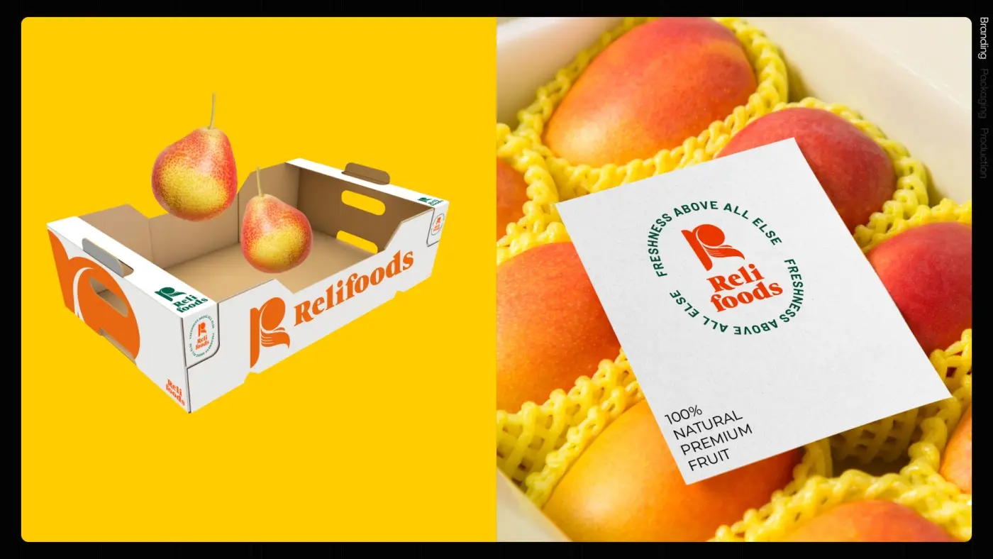 A sticker applied to every piece of fruit on the tray