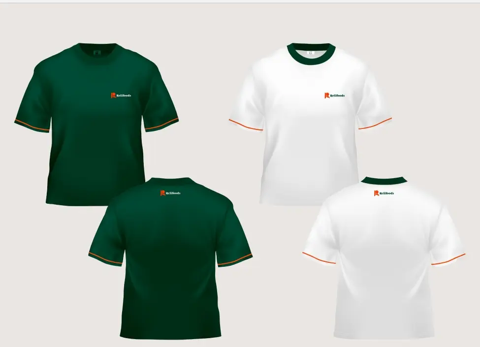 Polo shirts in green and white, front and back