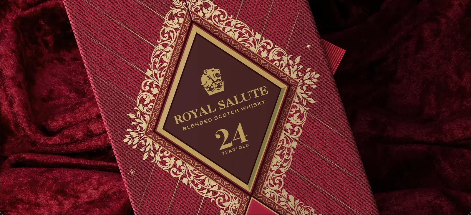 The RS24 2023 pack lying on deep red velvet, gold frame catching the light
