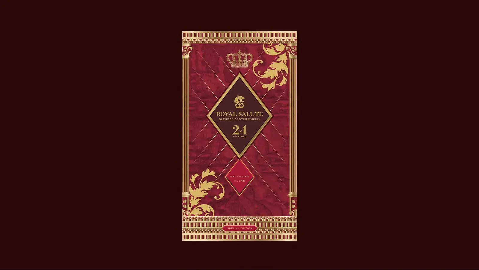 The RS24 pack front — gold frame and red diamond on imperial red