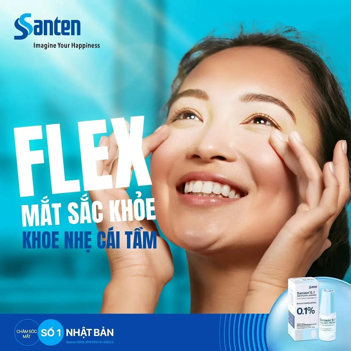 Published post — Flex your healthy eyes, portrait on Santen blue with the product