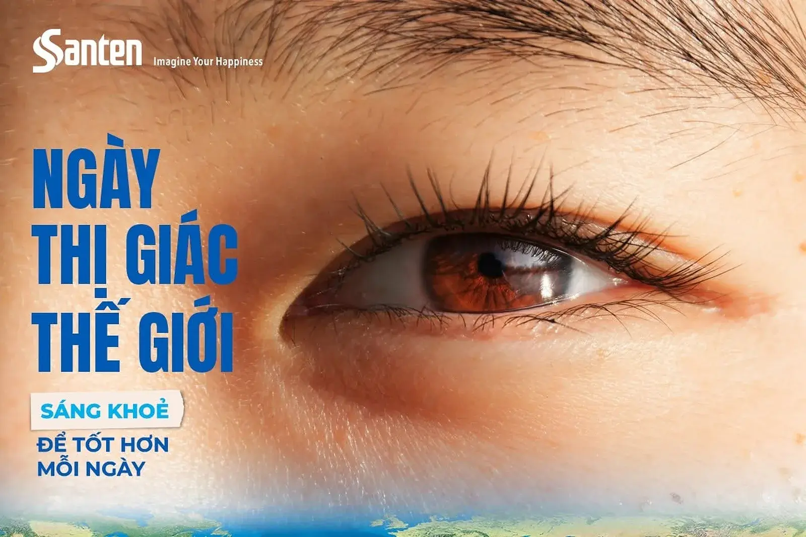 Campaign asset — World Sight Day, a close-up eye on deep blue