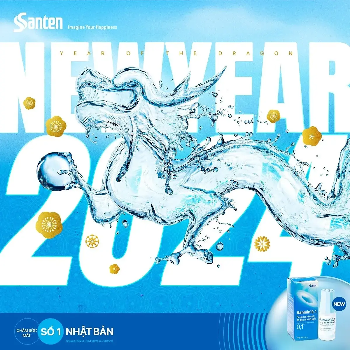 Published post — New Year 2024 lettering formed from water
