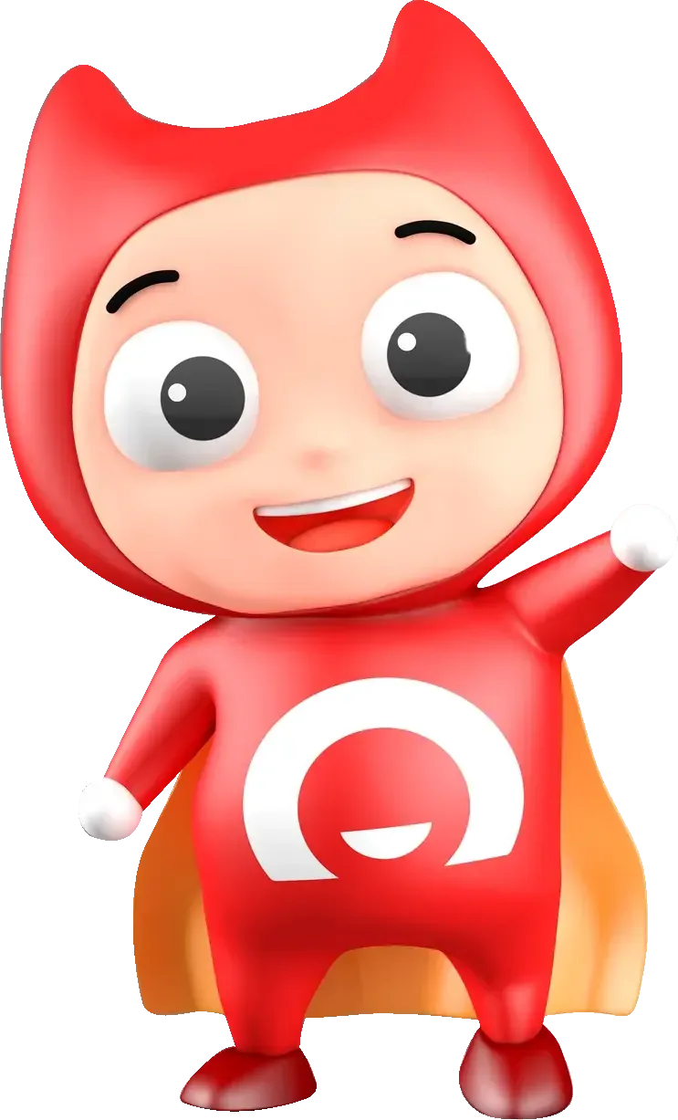 SuperCupo — a small 3D superhero in a red cape with the Home Credit mark on his chest