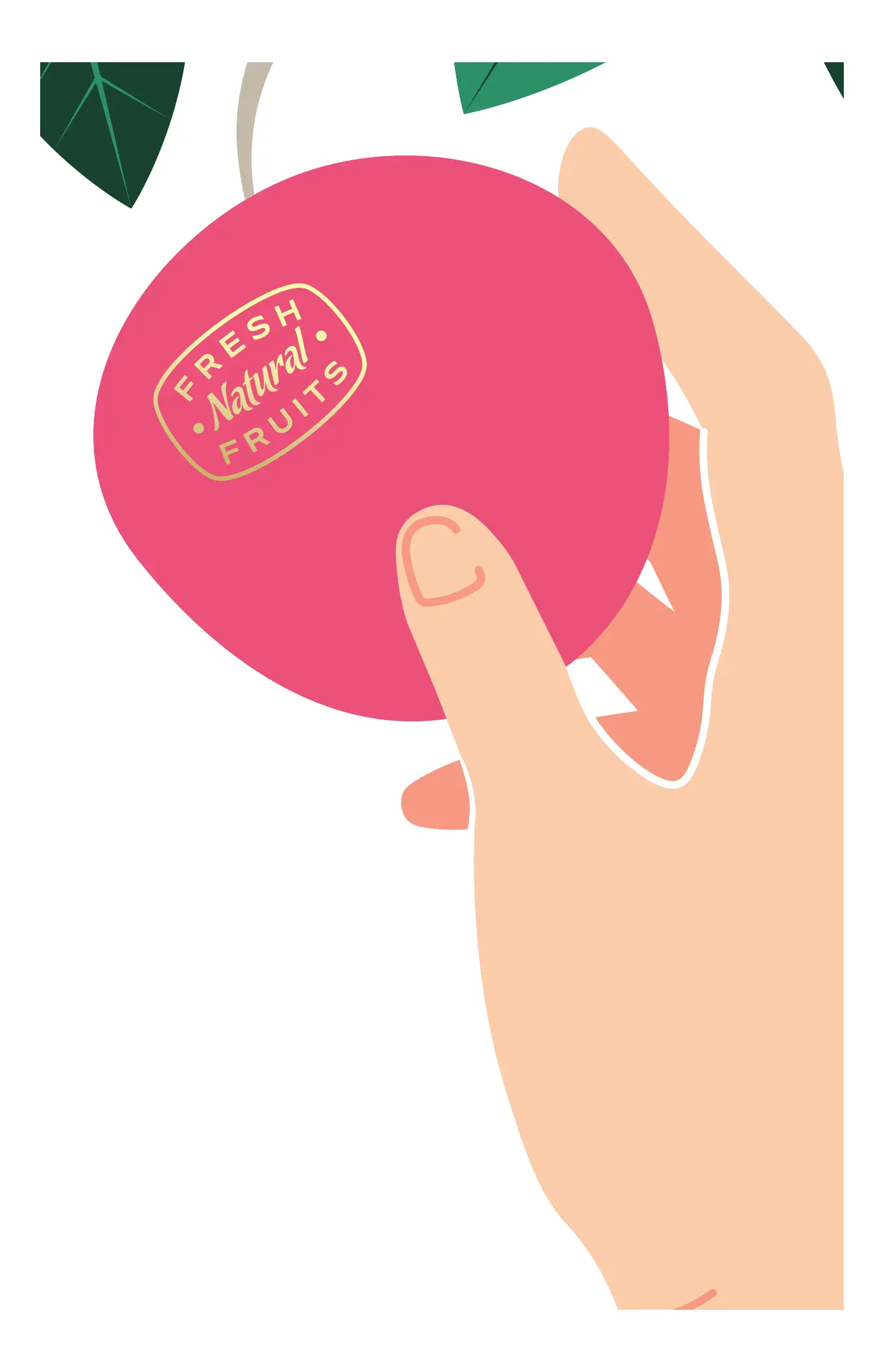 A hand holding the round Tóny mark like a piece of fruit