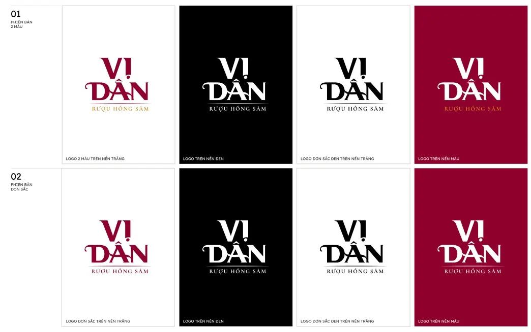 Guideline page — logo versions on different backgrounds