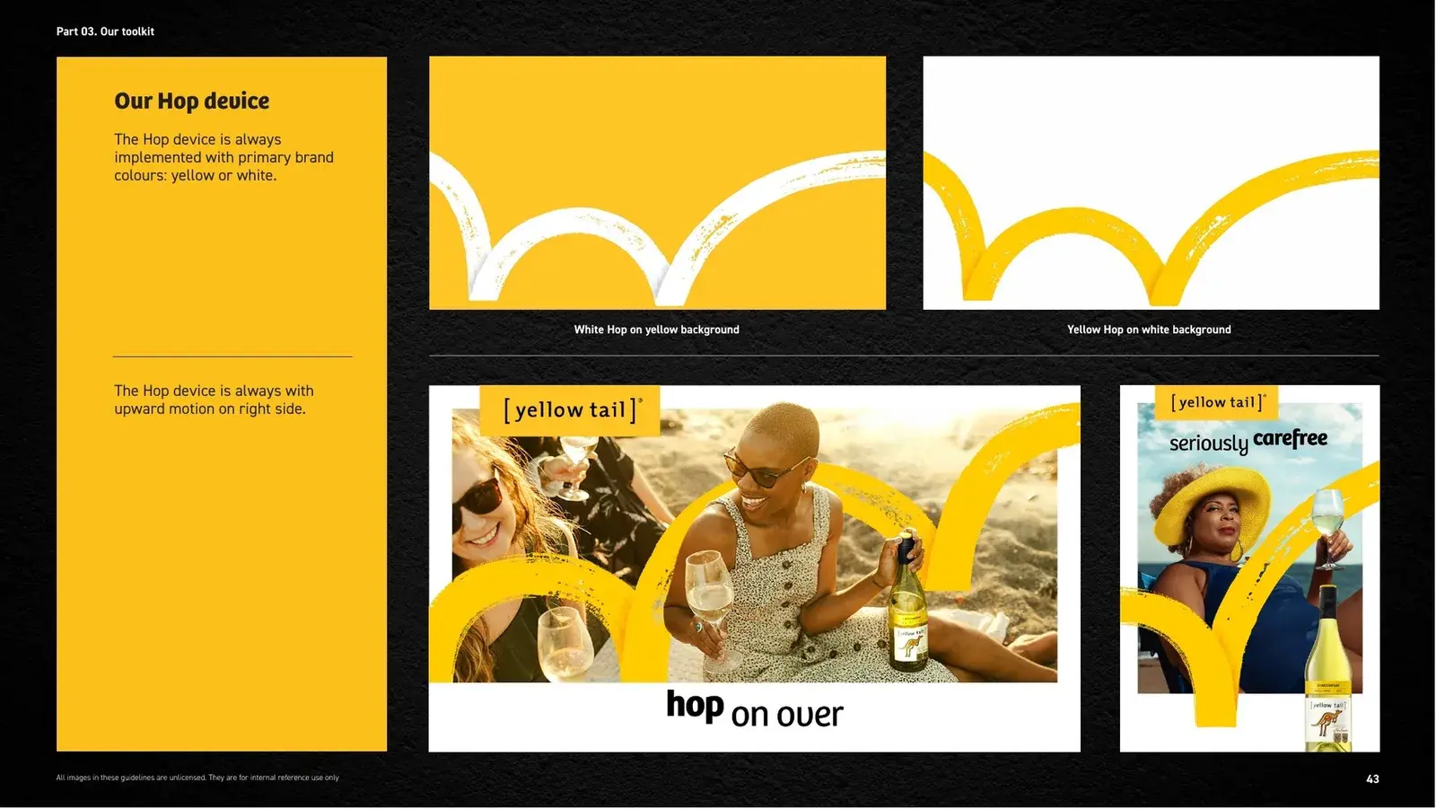 Brand book spread — Our Hop, the arc and its construction