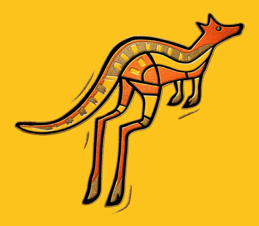 The ’Roo — the brand kangaroo drawn in black on yellow